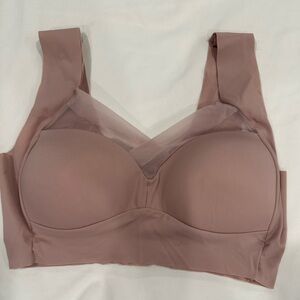 Pink Strapless Bra with Mesh Detail